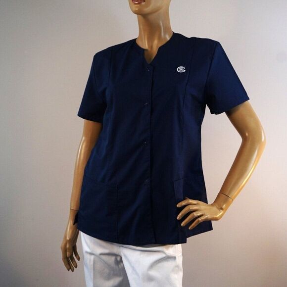 Lady Edwards Womens Size S Top Work Uniform Navy Blue - Picture 1 of 8